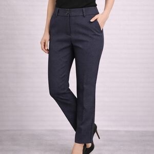 Roz & Ali Navy Blue Textured Slacks | Women’s Size 6 | Pants with Pockets